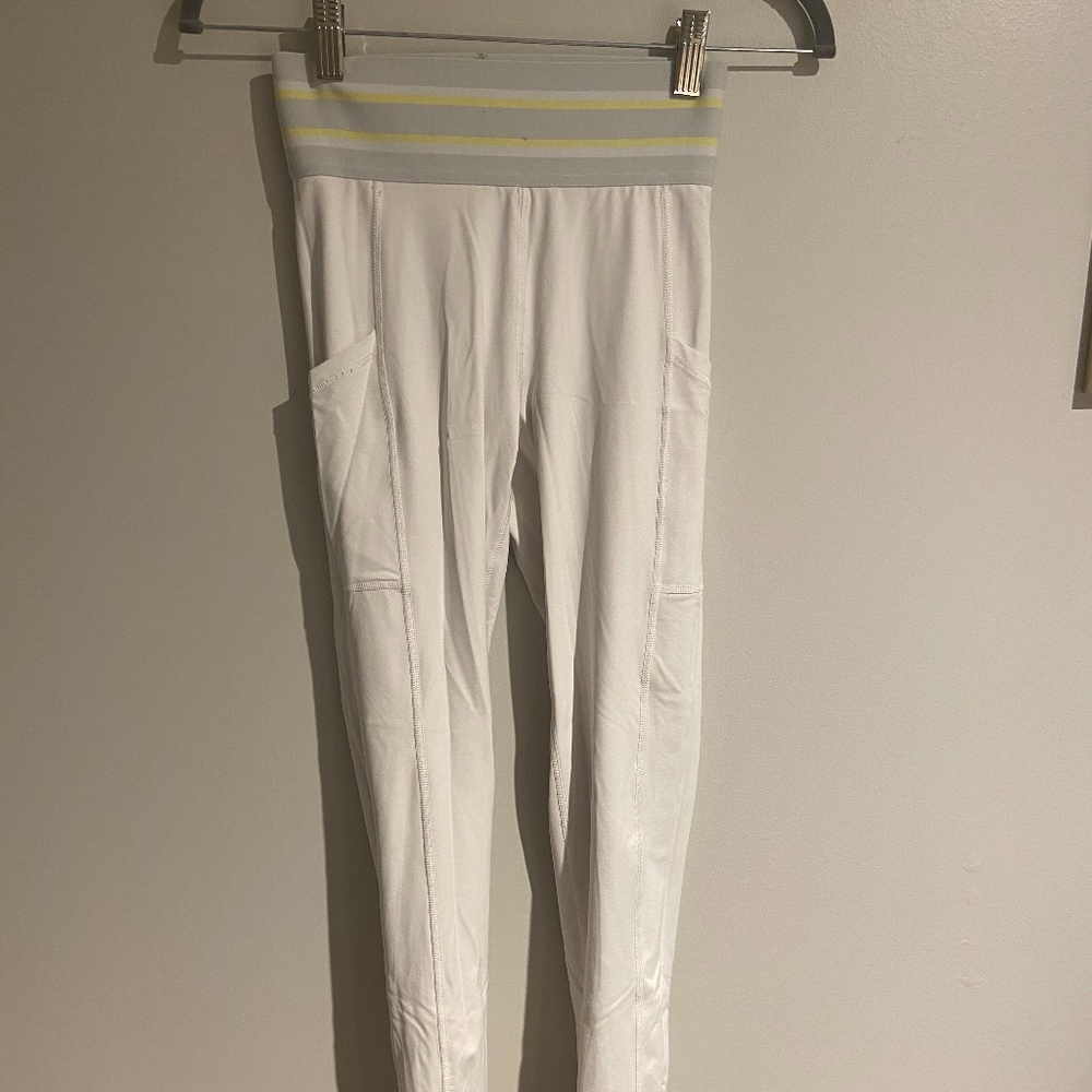 Women's AERIE white/lime/grey Highwaisted Leggings
